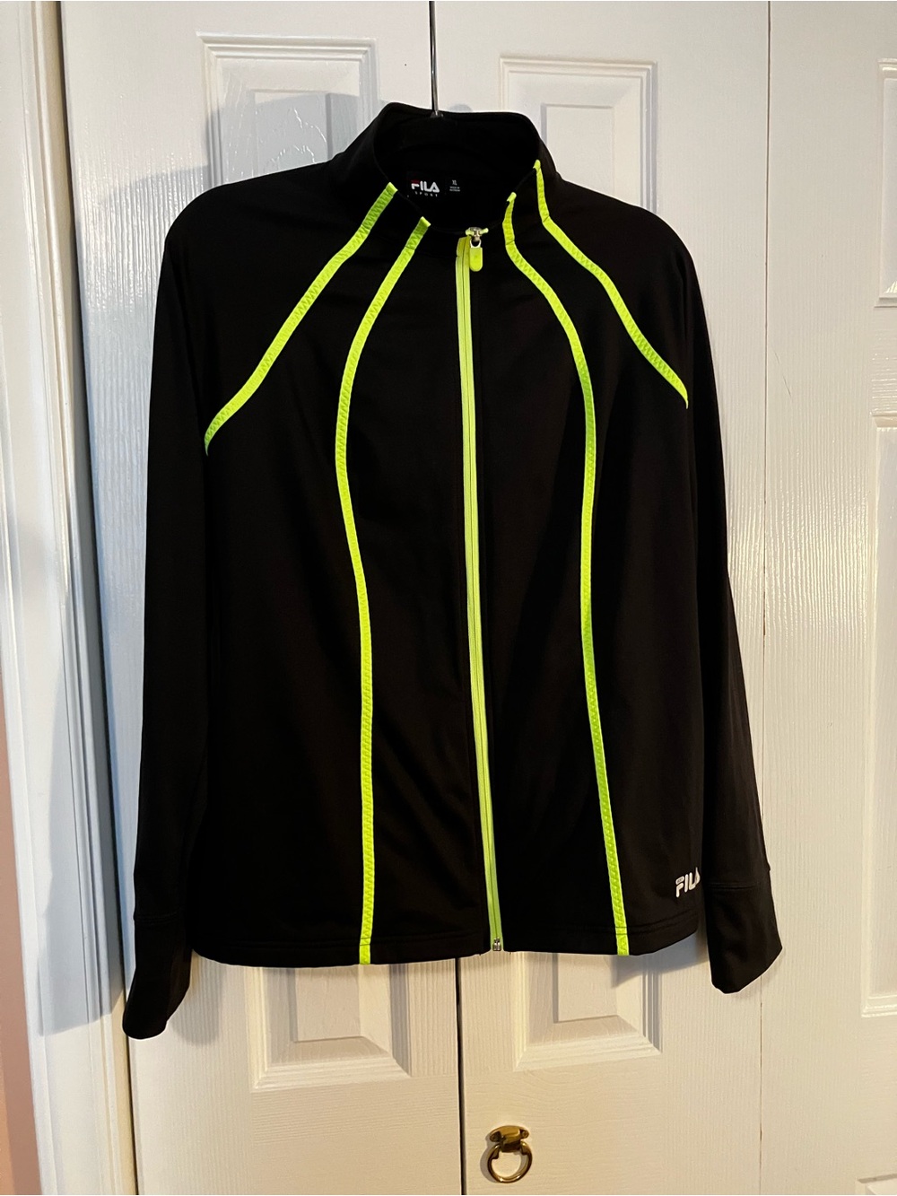 FILA Black Bomber Jacket with Neon Yellow Trim